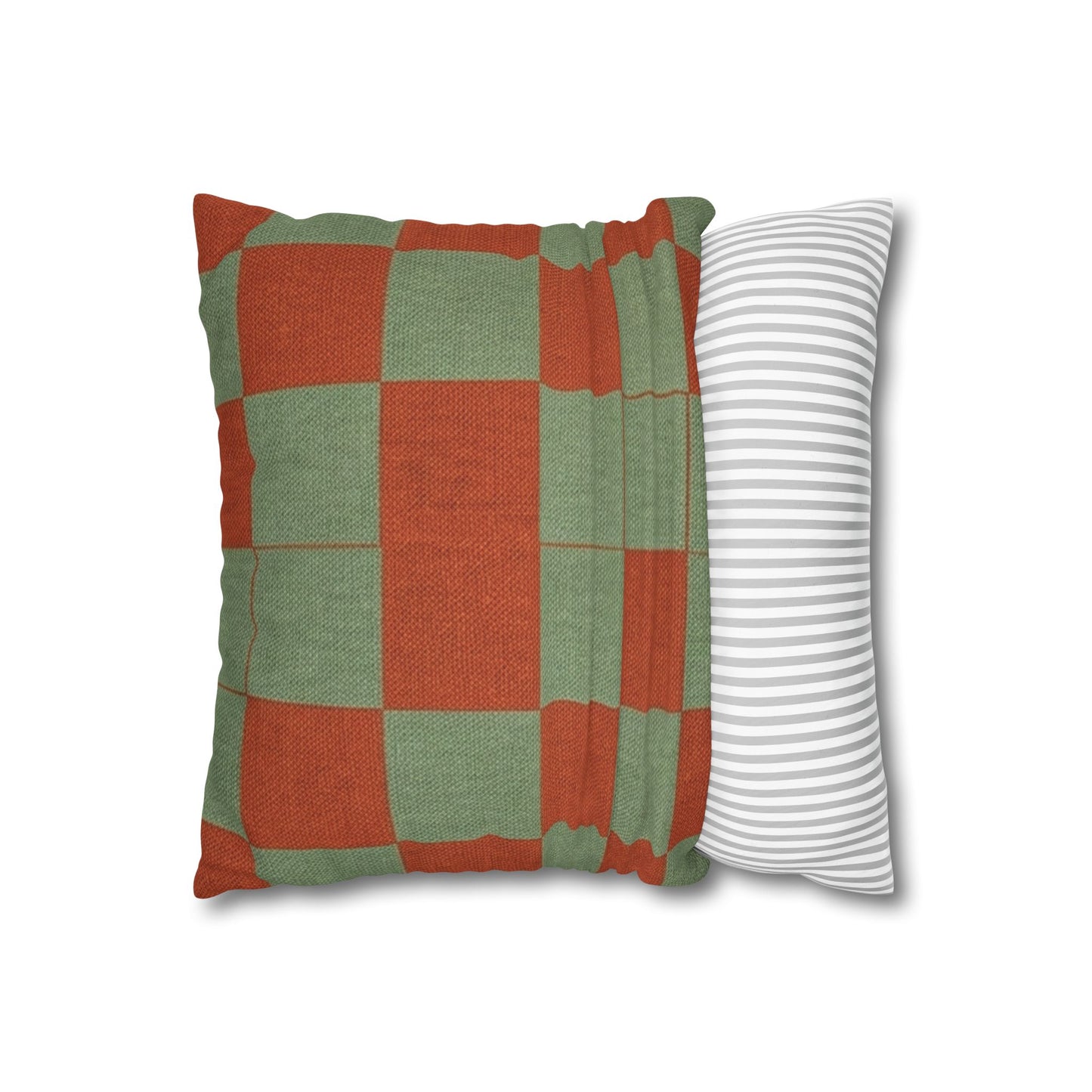 Rust and Sage Checkerboard Pillowcase