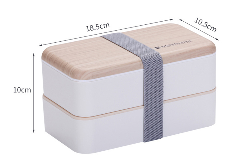 Portable Japanese Bento Box with Double Layer Compartments