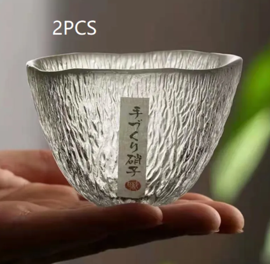 Textured Glass Japanese Tea Cup