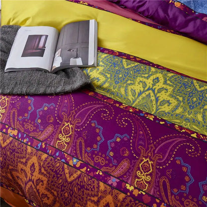 3-Piece Colorful Striped Boho Duvet Cover Set