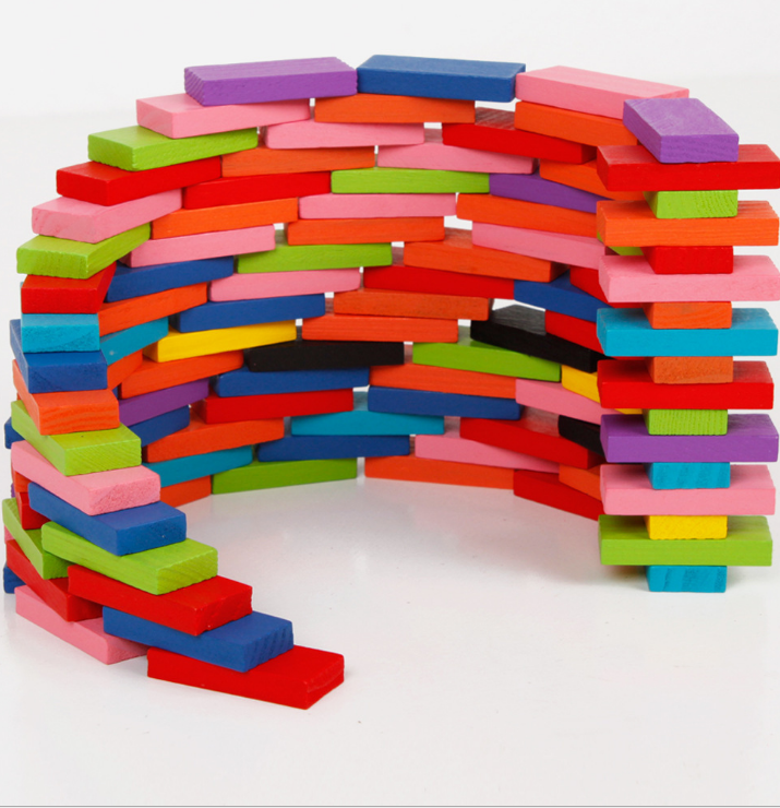 120-Piece Wooden Colorful Domino Set for All Ages