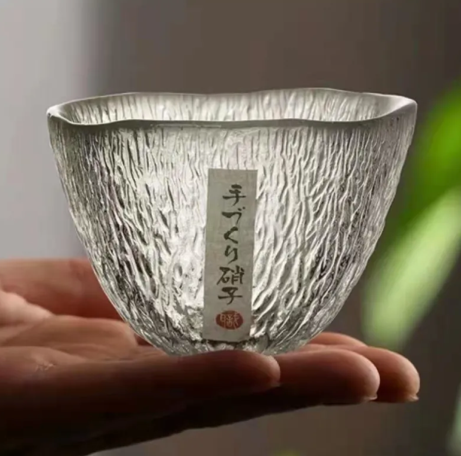 Textured Glass Japanese Tea Cup
