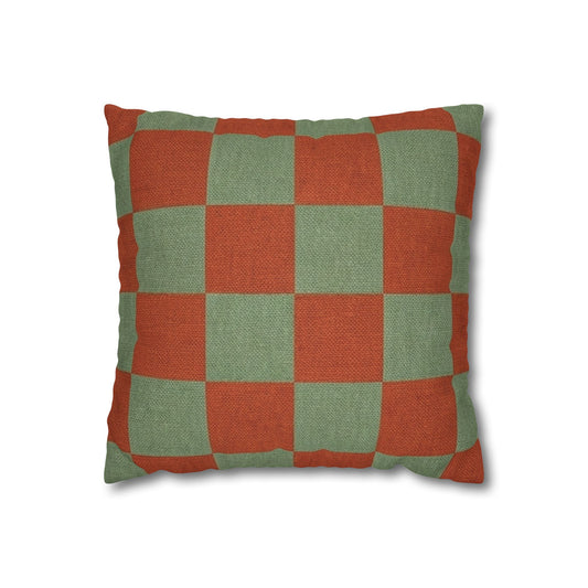 Rust and Sage Checkerboard Pillowcase