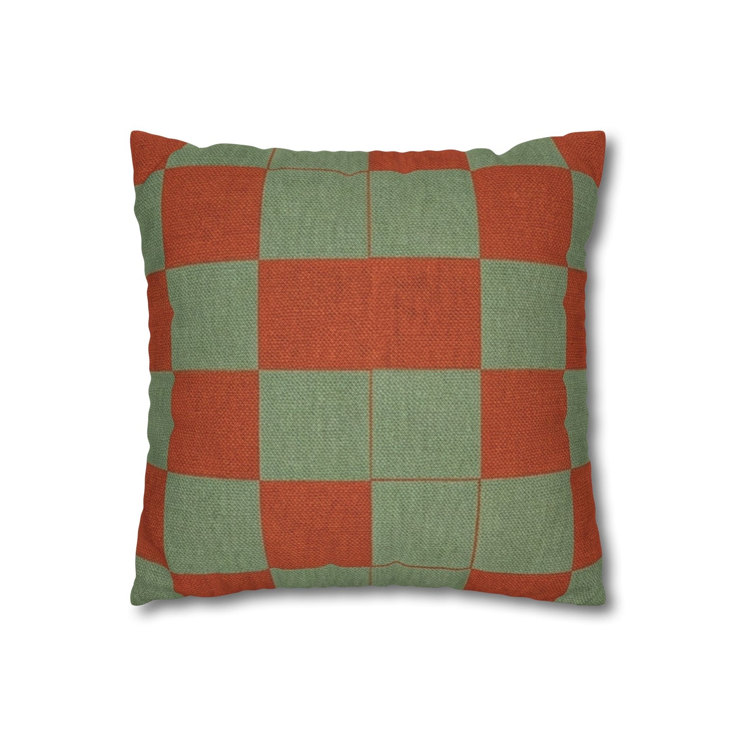 Rust and Sage Checkerboard Pillowcase