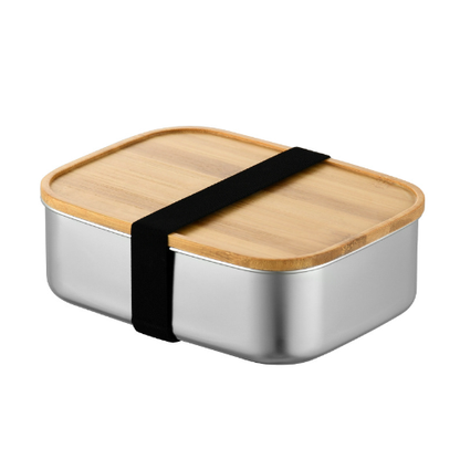Bamboo Lid Bento Lunch Box - Portable Stainless Steel