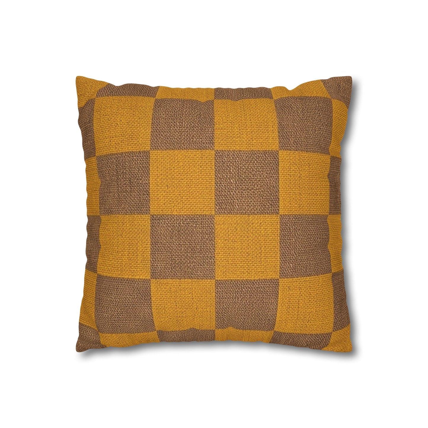 Gold and Brown Checkerboard Pillowcase
