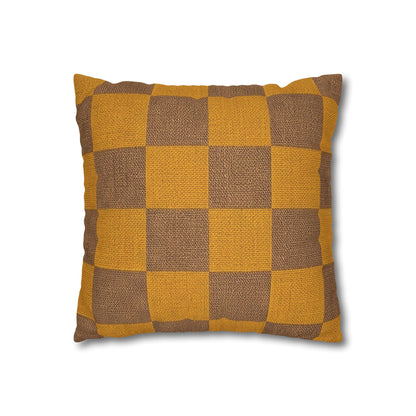 Gold and Brown Checkerboard Pillowcase