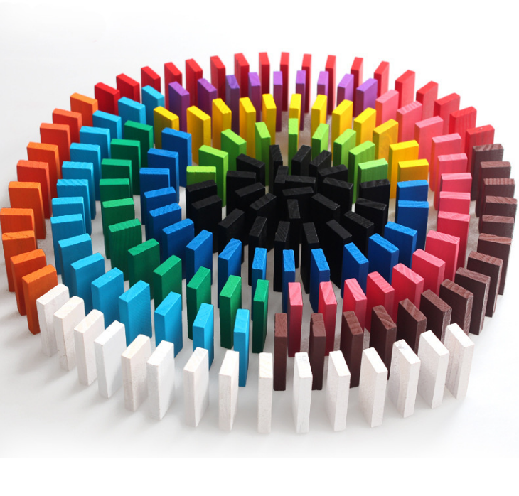 120-Piece Wooden Colorful Domino Set for All Ages
