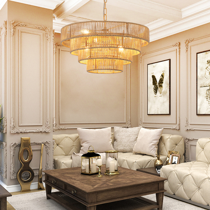 Bohemian Woven Rattan Chandelier