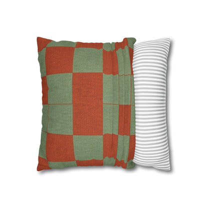Rust and Sage Checkerboard Pillowcase