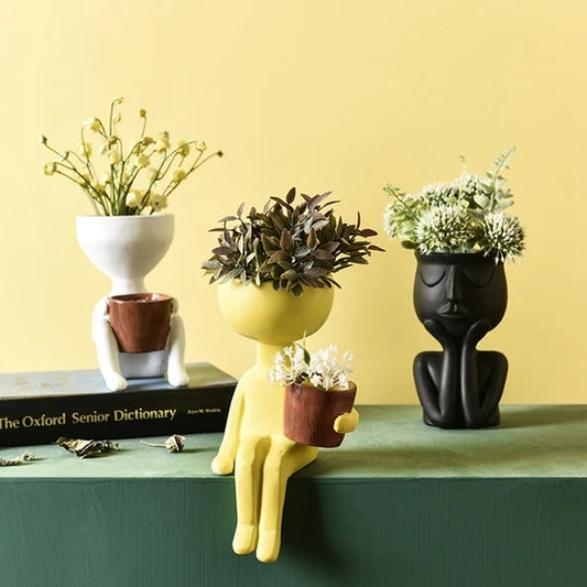 Nordic Style Portrait Art Planter for Home Decor
