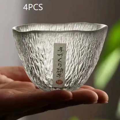 Textured Glass Japanese Tea Cup