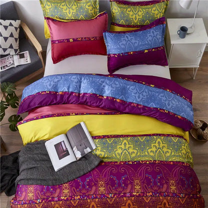 3-Piece Colorful Striped Boho Duvet Cover Set