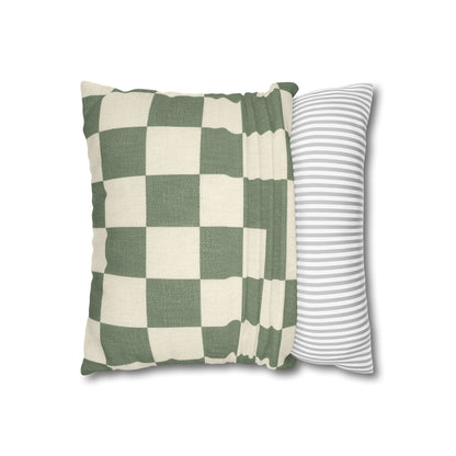 Green Checkerboard Pillowcase | Square Throw Pillowcase