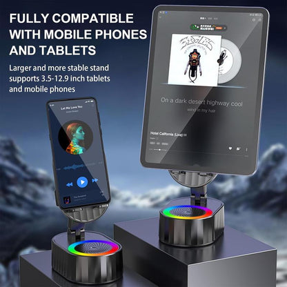 Cell Phone Stand with Wireless Bluetooth Speaker,Induction Speaker HD Surround Sound for Home and Outdoor