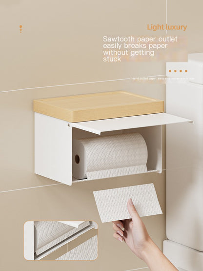 Wooden Wall-Mounted Tissue Box for Bathroom Storage