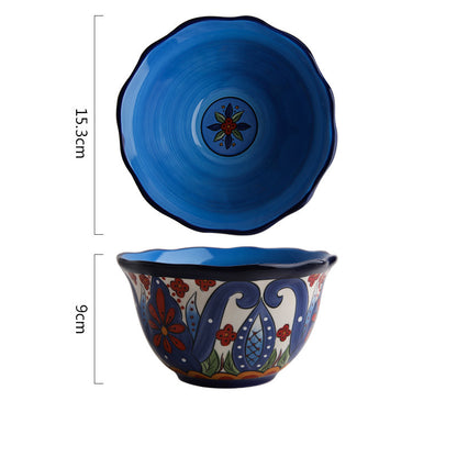 Bohemian Hand-Painted Ceramic Bowls for Home Use