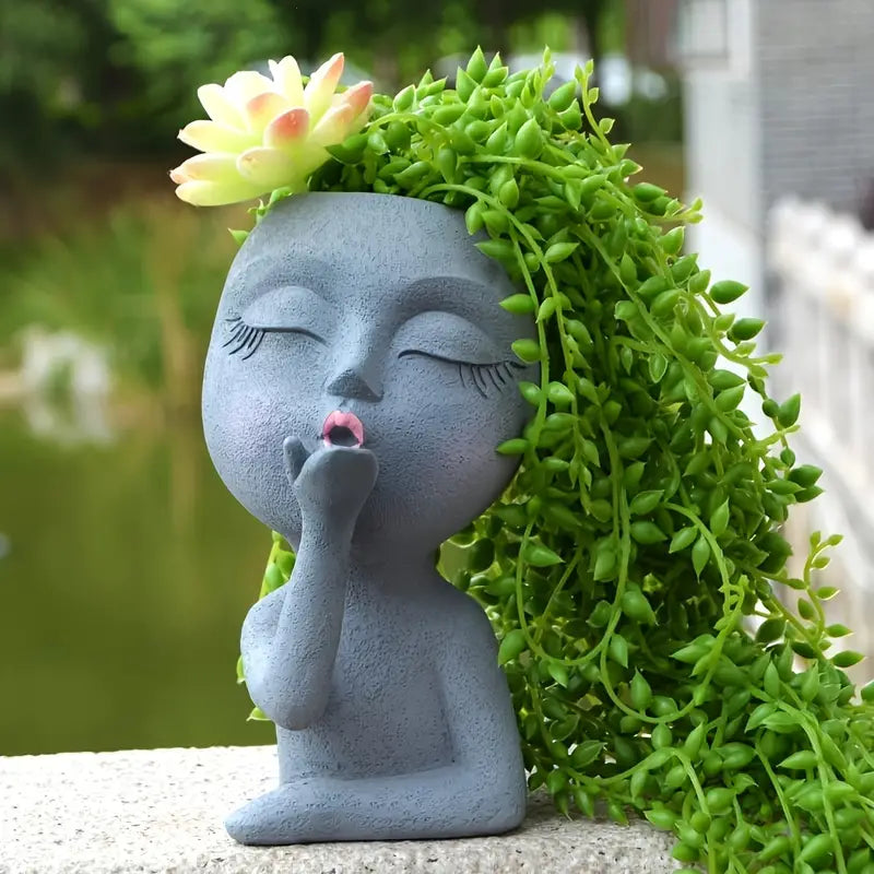 Funny Figure Flower Pot - Resin Flying Kiss Girl Planter