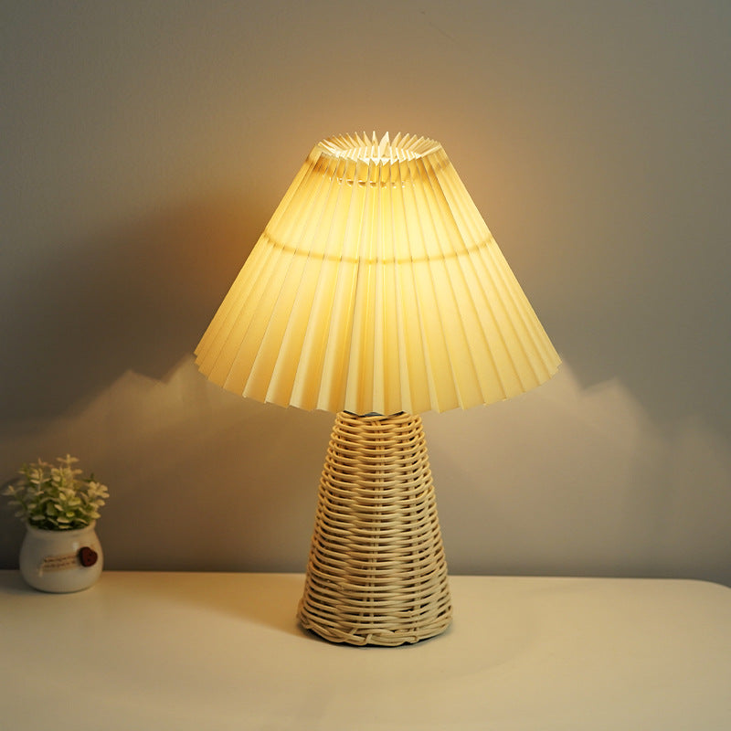 Nordic Pleated Table Lamp for Bedroom with LED Light
