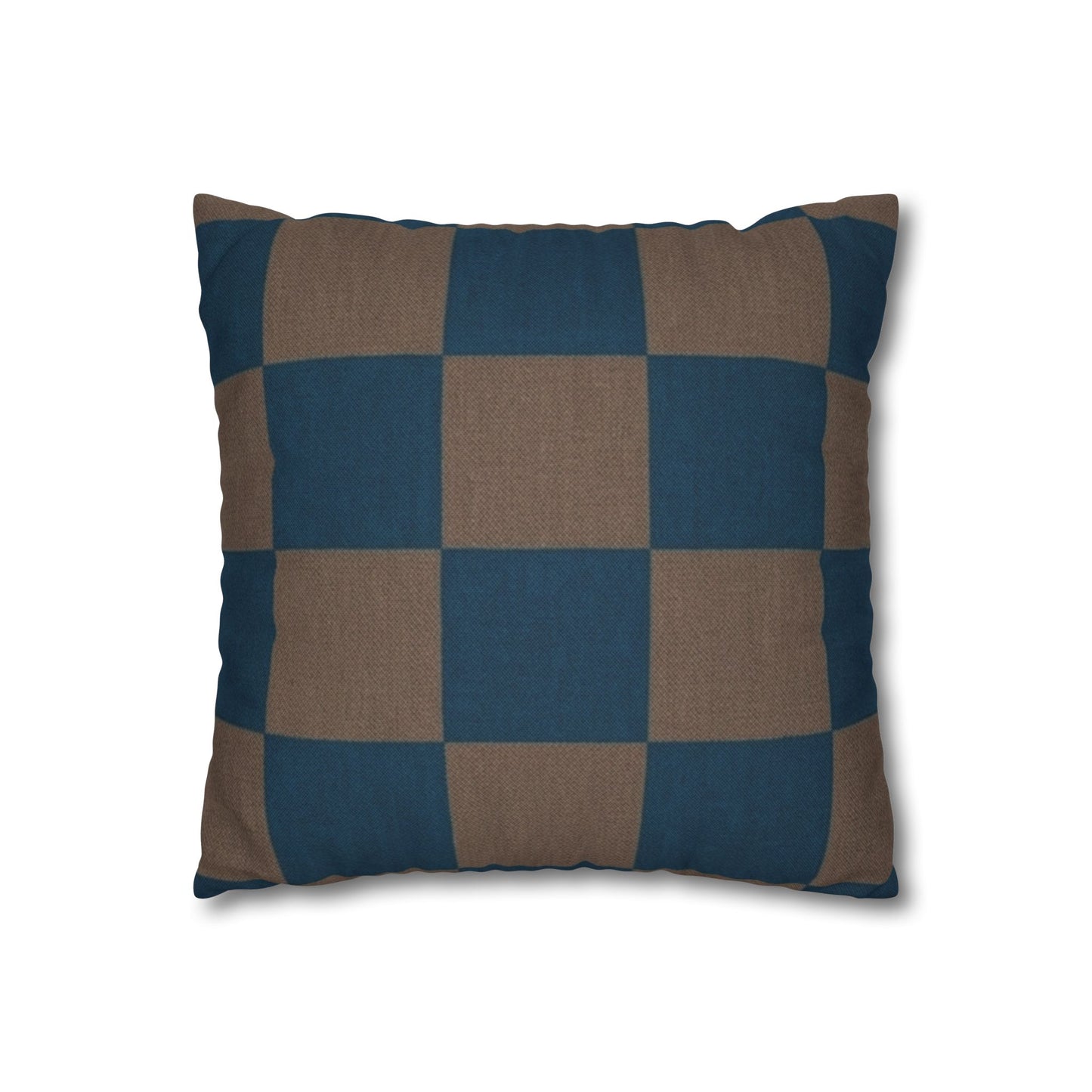 Blue Brown Checkerboard Pillowcase | Square Throw Pillowcase