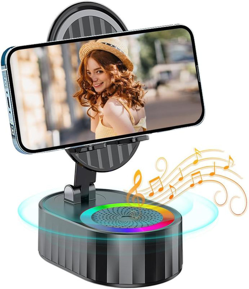 Cell Phone Stand with Wireless Bluetooth Speaker,Induction Speaker HD Surround Sound for Home and Outdoor