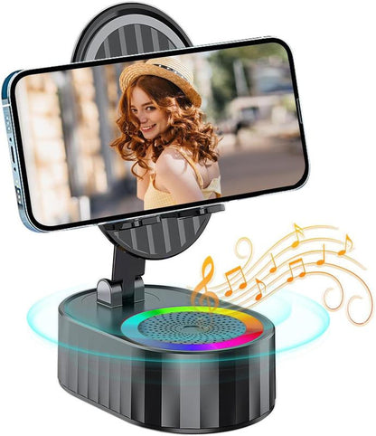 Cell Phone Stand with Wireless Bluetooth Speaker,Induction Speaker HD Surround Sound for Home and Outdoor