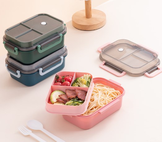 Two-Tier Microwave Bento Box Set with Lid