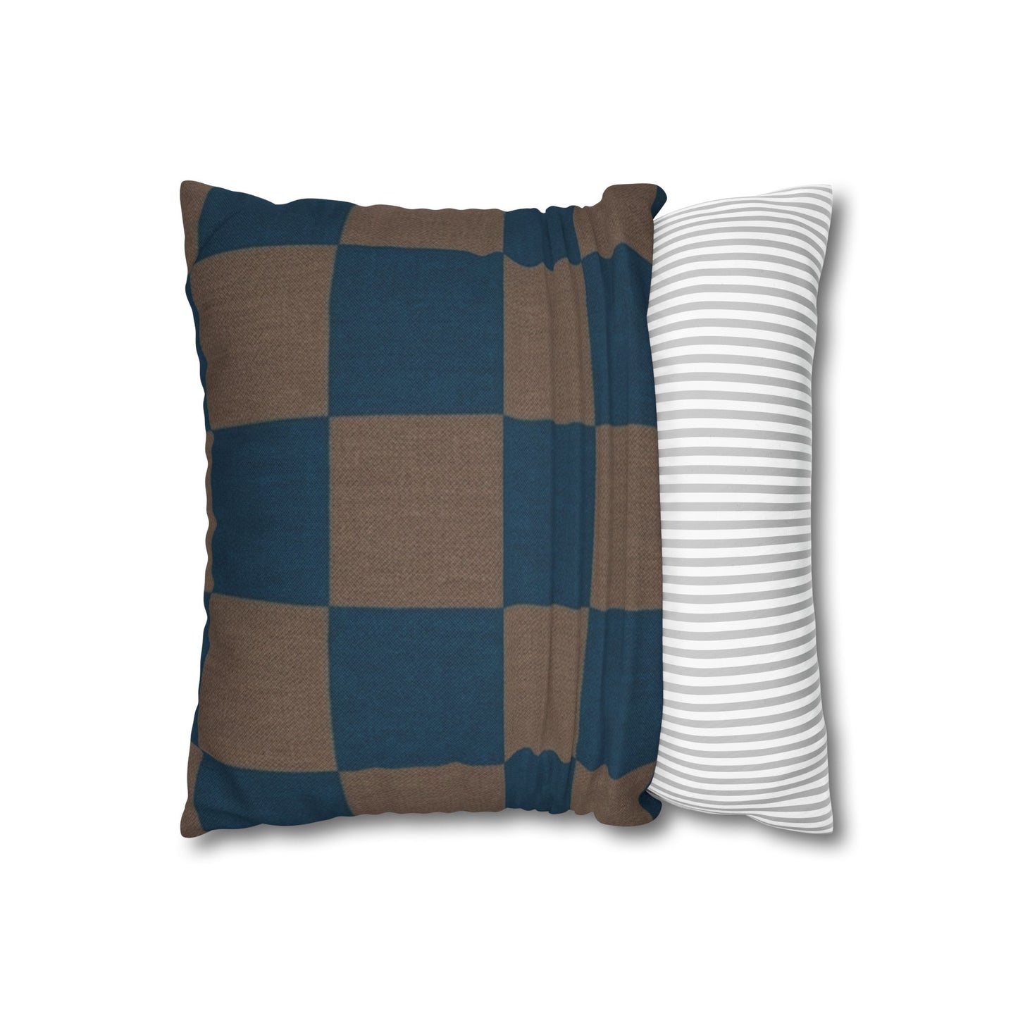 Blue Brown Checkerboard Pillowcase | Square Throw Pillowcase