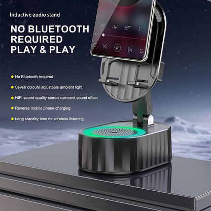 Cell Phone Stand with Wireless Bluetooth Speaker,Induction Speaker HD Surround Sound for Home and Outdoor