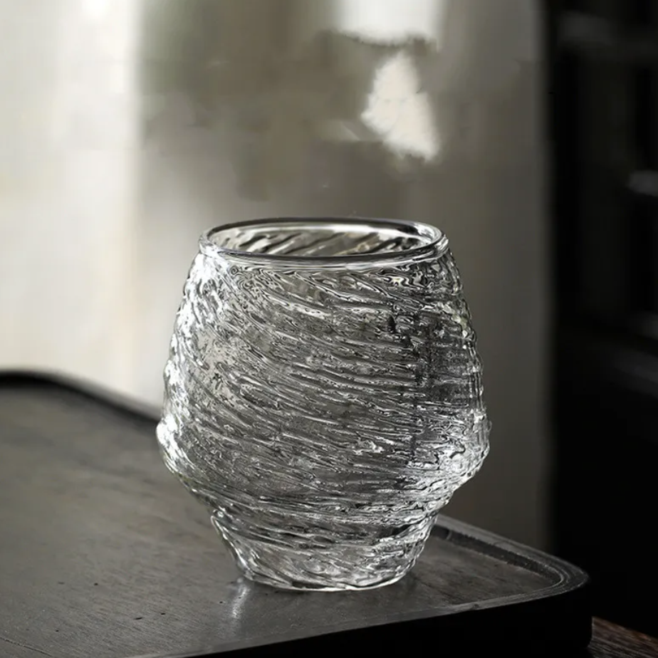 Textured Glass Japanese Tea Cup