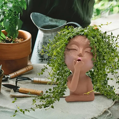 Funny Figure Flower Pot - Resin Flying Kiss Girl Planter