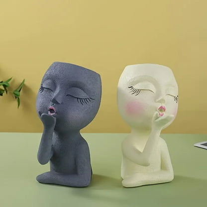 Funny Figure Flower Pot - Resin Flying Kiss Girl Planter