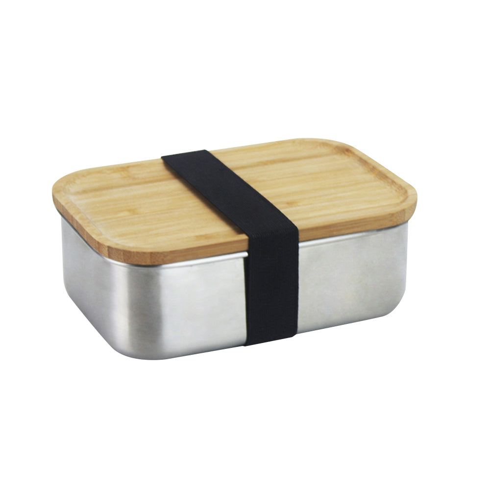 Bamboo Lid Bento Lunch Box - Portable Stainless Steel