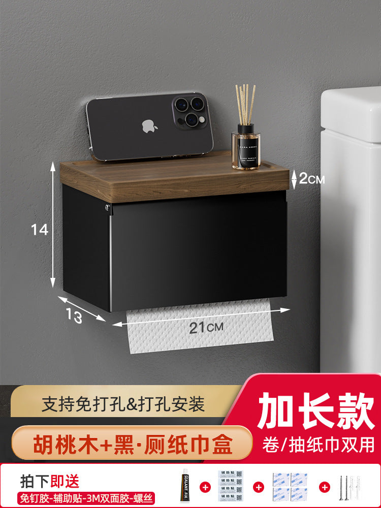 Wooden Wall-Mounted Tissue Box for Bathroom Storage