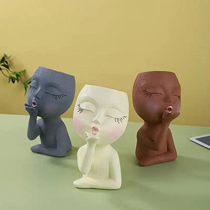 Funny Figure Flower Pot - Resin Flying Kiss Girl Planter
