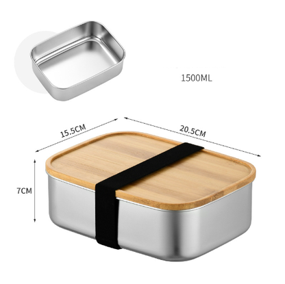 Bamboo Lid Bento Lunch Box - Portable Stainless Steel