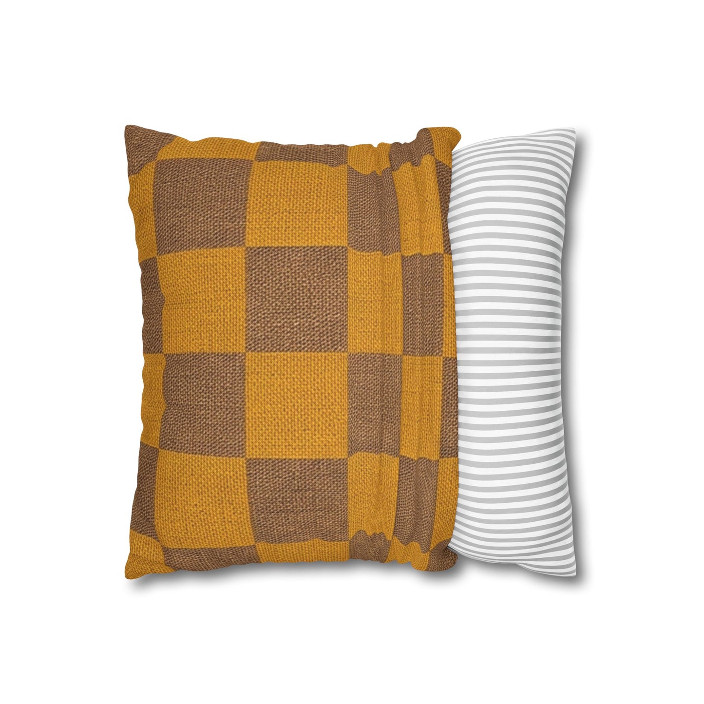 Gold and Brown Checkerboard Pillowcase