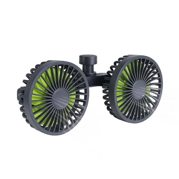 Dual-Head Fan for Car Seats