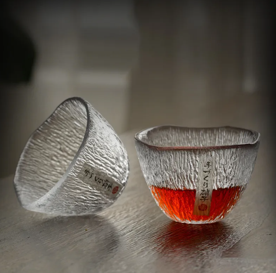 Textured Glass Japanese Tea Cup