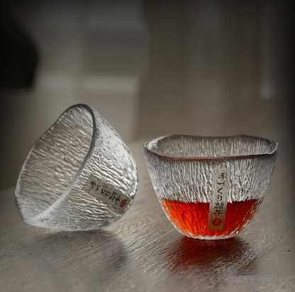 Textured Glass Japanese Tea Cup