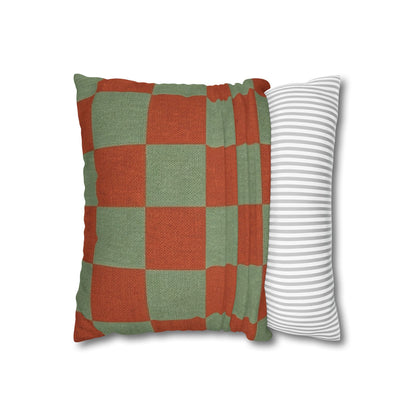 Rust and Sage Checkerboard Pillowcase