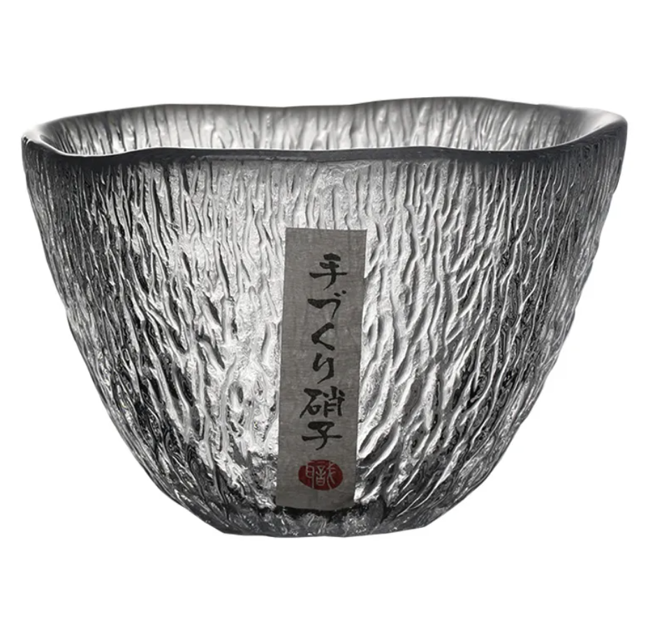 Textured Glass Japanese Tea Cup