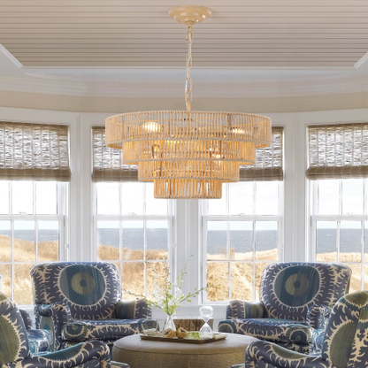 Bohemian Woven Rattan Chandelier