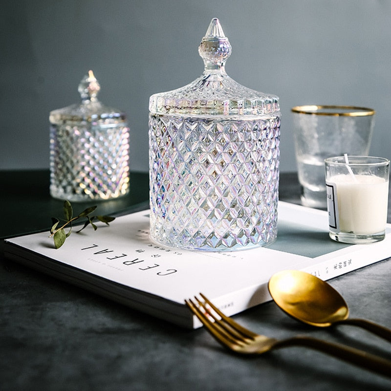 Nordic Crystal Glass Storage Jar for Candy and Jewelry