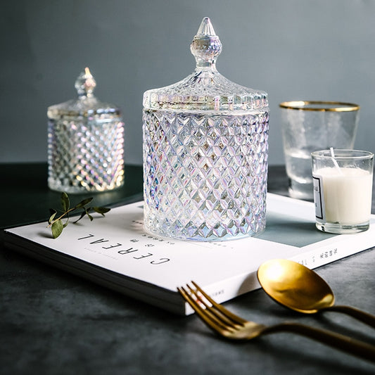 Nordic Crystal Glass Storage Jar for Candy and Jewelry