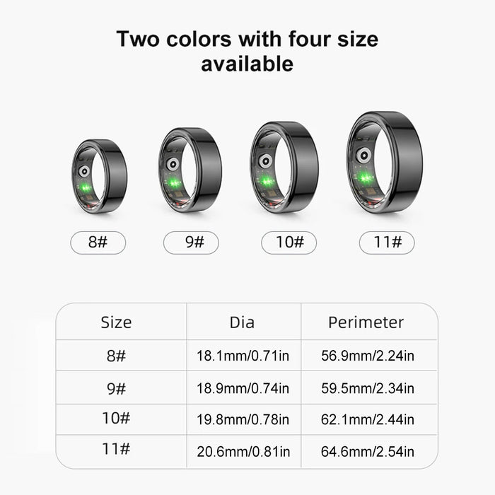 Smart Fitness Tracking Ring with Heart Rate, Sleep, and Activity Monitoring