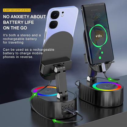 Cell Phone Stand with Wireless Bluetooth Speaker,Induction Speaker HD Surround Sound for Home and Outdoor