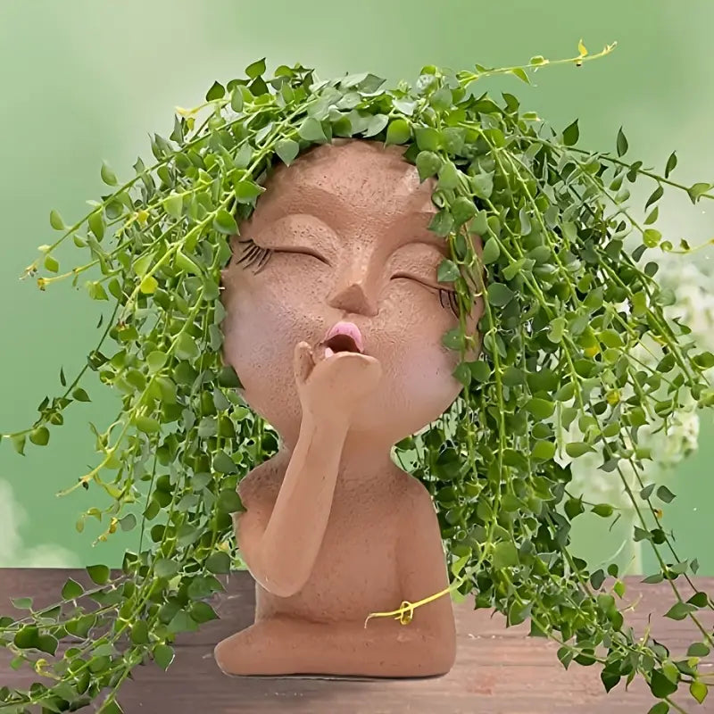 Funny Figure Flower Pot - Resin Flying Kiss Girl Planter
