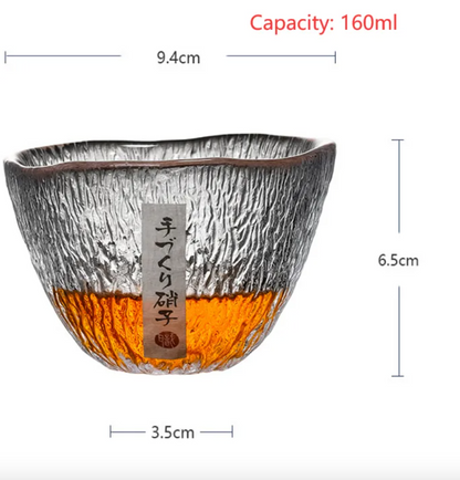 Textured Glass Japanese Tea Cup