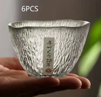 Textured Glass Japanese Tea Cup